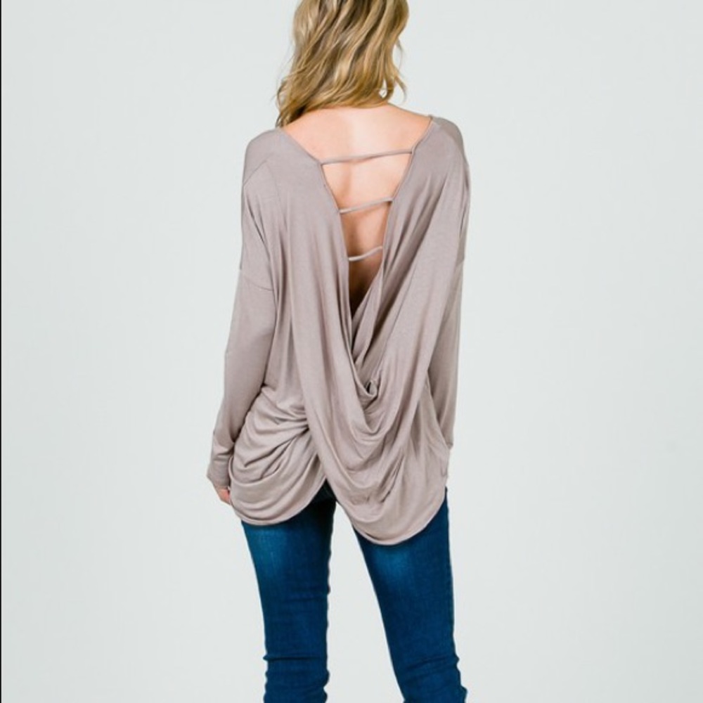 Crisscrossing Back Draping Shirt
